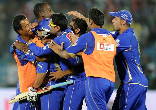 Rajasthan Royals team are overjoyed after the a great victory