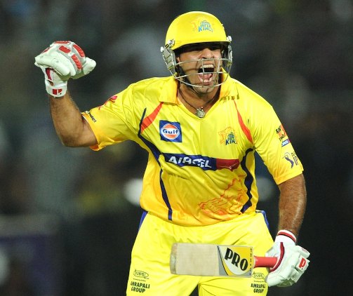 S Anirudha celebrates CSK victory
