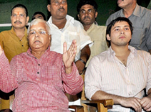 Tejaswi Yadav with his father Lalu Yadav