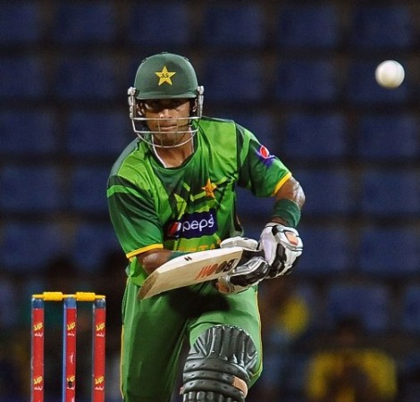 Mohammad Hafeez pushes the ball in the 1st ODI Mohammad Hafeez pushes the ball in the 1st ODI
