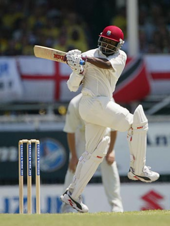 Lara reached his half-century after hitting the boundary