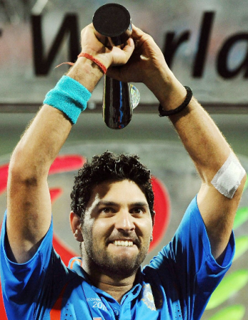 Yuvraj Singh of India with the Man of the series Award